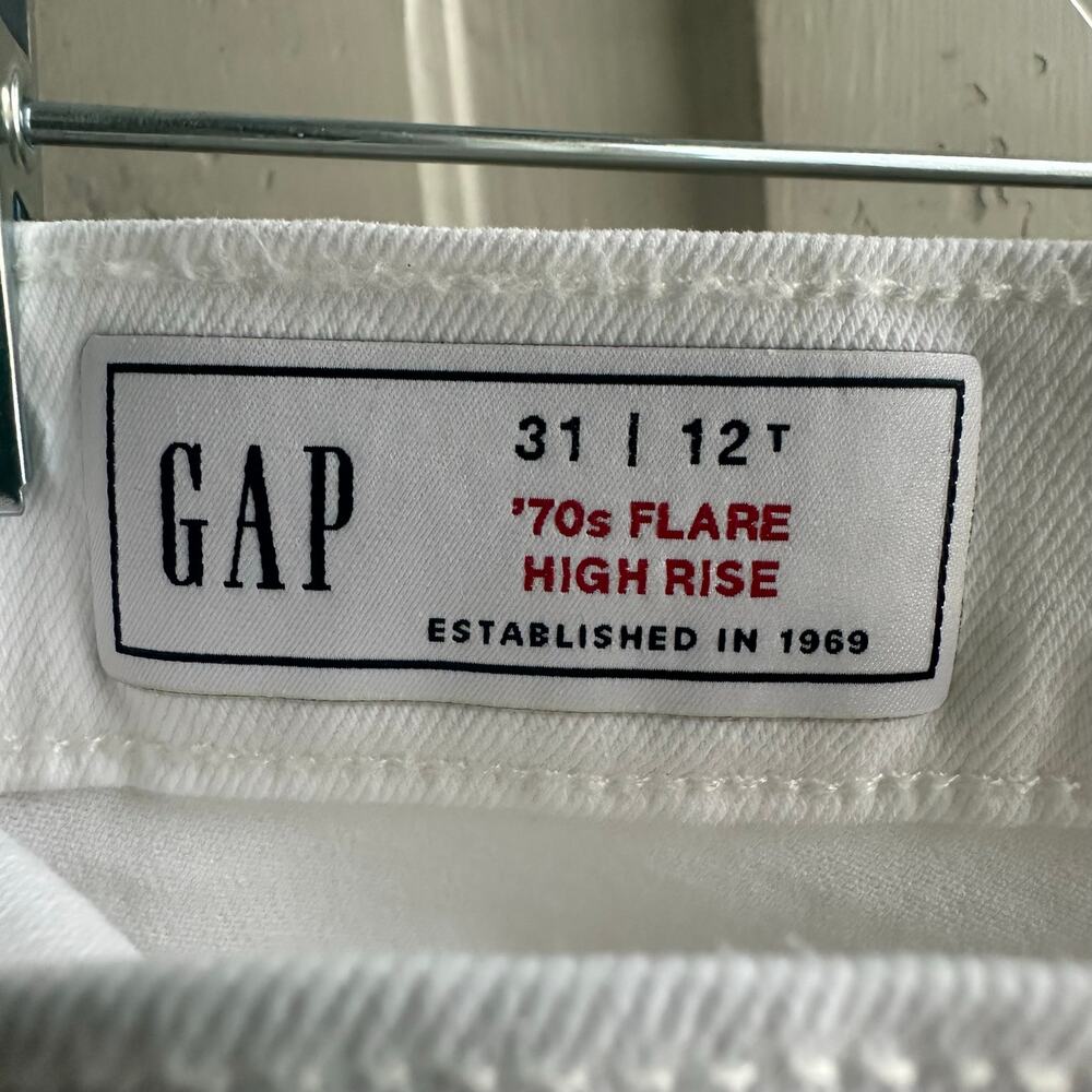 GAP 70s Flare High-Rise Jeans White | Size 31 Tall - Picture 7 of 8